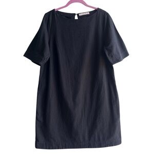 Abercrombie & Fitch Classic Black Mini Shift Dress linen cotton blend pockets